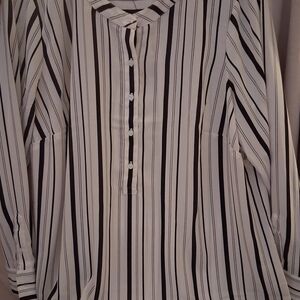 Talbots Black and White Striped Blouse